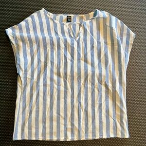 Blue and White Striped Top